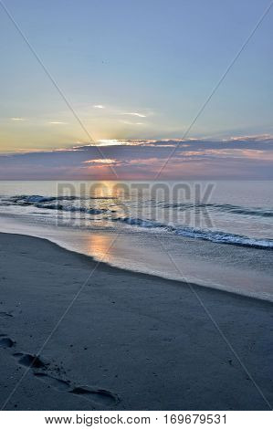 Spectacular Summer Sunrise at the Shore in Early Morning