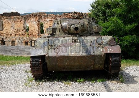 TURANJ, CROATIA - JUNE 11: Military tanks Open air museum of the Croatian War of Independence, 1991 - 1995, (Homeland War, Domovinski Rat), Turanj, Croatia on June 11, 2016