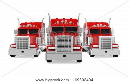 Trucks Fleet Isolated isolated on white background. 3D render