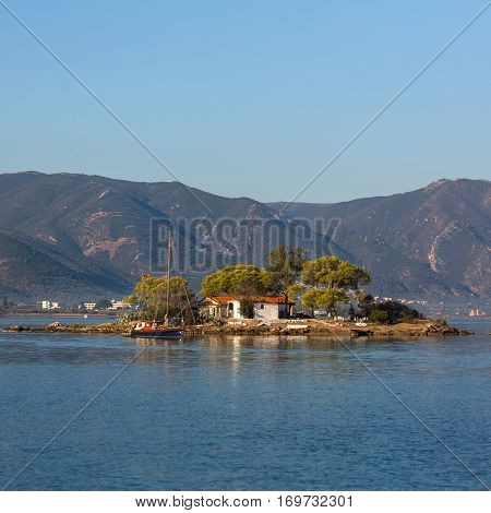 Small island in the Saronic Gulf, Greece.