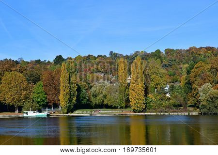 Meulan France - october 31 2016 : the picturesque city in autumn