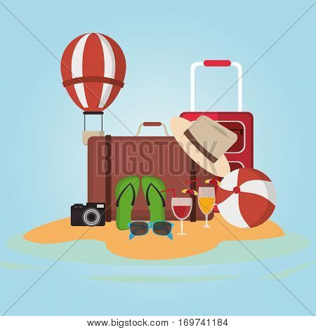 collection accessories vacations paradisiac island vector illustration eps 10
