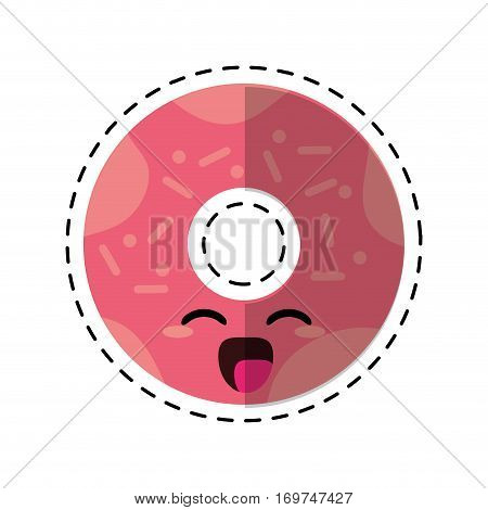 kawaii donut sugar delicous cut line vector illustration eps 10