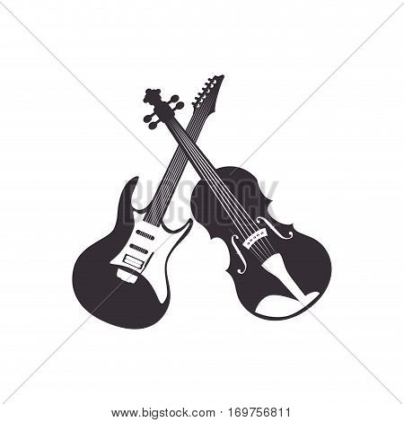 guitar and chello instrument isolated icon vector illustration design