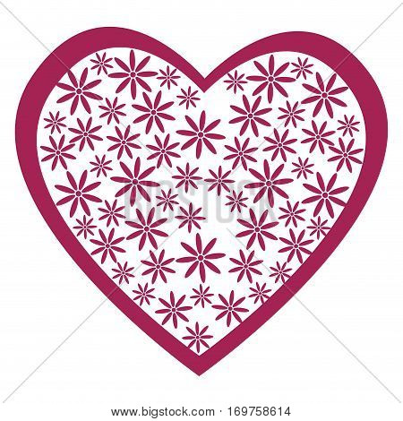heart love with flowers card icon vector illustration design
