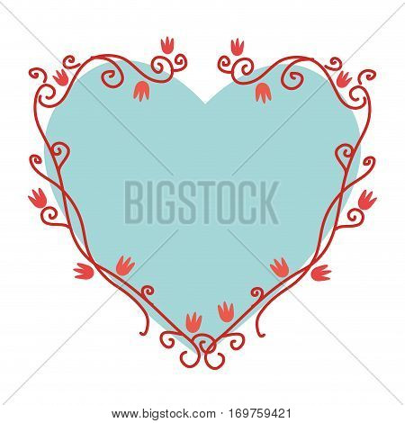 heart love with flowers card icon vector illustration design