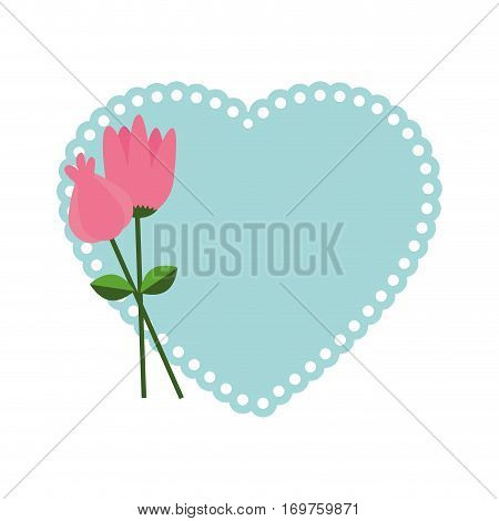 heart love with flowers card icon vector illustration design