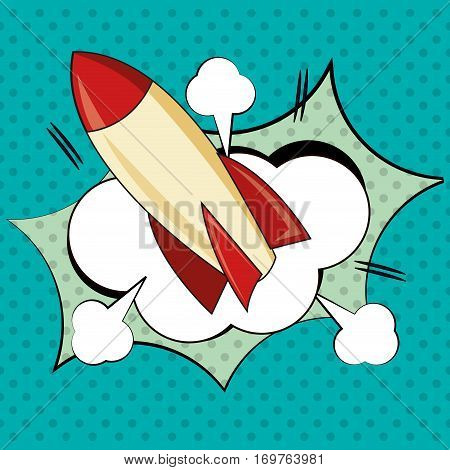 rocket laung bubble speech pop art design vector illustration eps 10