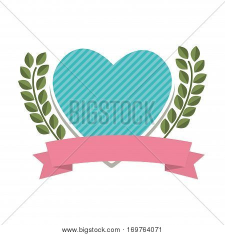 heart love with flowers card icon vector illustration design