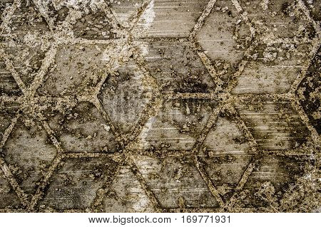 Pavement. Concrete pavement texture. Sidewalk tiles. pavement covered by snow. Pavement top view