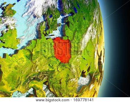 Poland In Red From Space