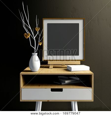 3d illustration . white still life. frame mock up