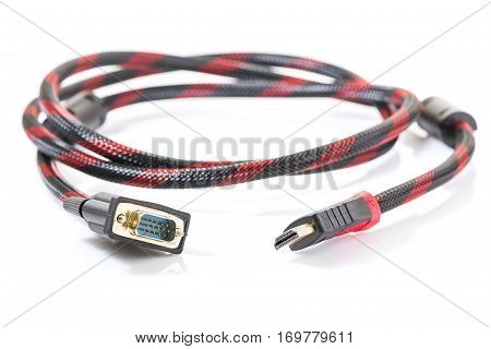 Hdmi And Vga Cable Connector On White