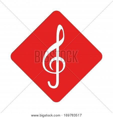 color silhouette square with sign music treble clef vector illustration