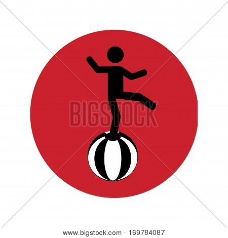 circular silhouette with circus juggler over ball vector illustration