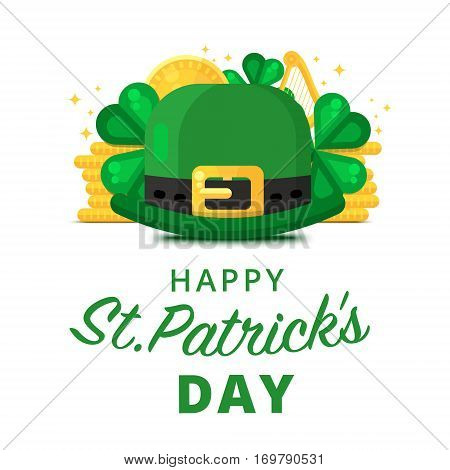 St. Or Saint Patrick's Day Vector Background Design. La Fheile Padraig Holiday Banner Layout. Greeti
