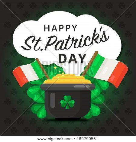 St. Or Saint Patrick's Day Vector Background Design. La Fheile Padraig Holiday Banner Layout. Greeti