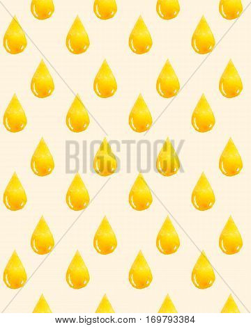 Watercolor illustration of a golden drop of oil. Hand drawn illustration on white background.