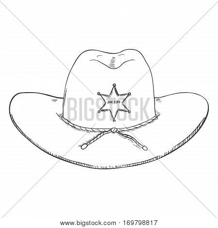 Vector Single Sketch Sheriff Hat