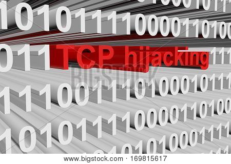 tcp hijacking in binary code, 3D illustration