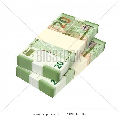 Azerbaijan manat isolated on white background. 3D illustration.