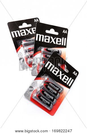 Tokyo, Japan - September 10, 2016: Maxell batteries 