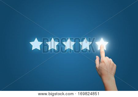 Businesswoman pointing five star to increase concept design illustration banner