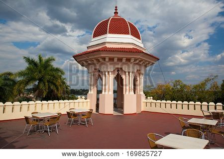 Cienfuegos Cuba - January 28 2017: Beautiful Palacio de Valle in CienfuegosCuba.Palacio de Valle is an architectural jewel located in the Punta Gorda in the city of Cienfuegos reminiscent of Spanish-Moorish art with influences of Gothic Romanesque Baroque