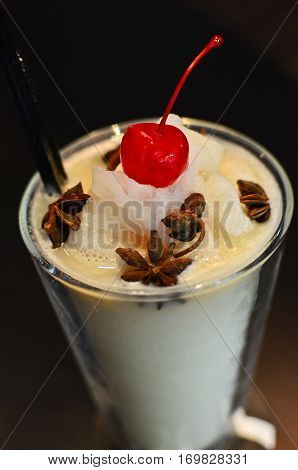 Clodeup lychee smoothie with red cherry decoration