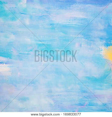 Artistic acrylic brushed grunge bright sky color texture with light strokes
