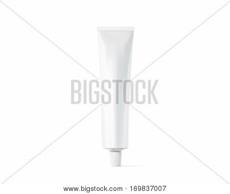 Blank white ointment tube mockup 3d rendering. Clear skincare cream pack design mock up. Clean gel bottle template logo branding presentation. Empty cosmetic paste packaging cover. Plastic lotion.