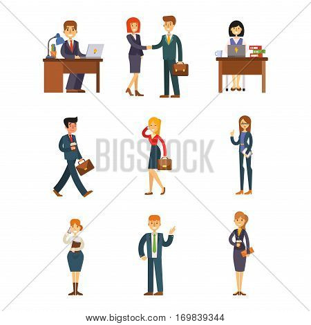 Business people man and woman vector illustration. Collection of full length portraits of professional portrait community characters. Success occupation person.