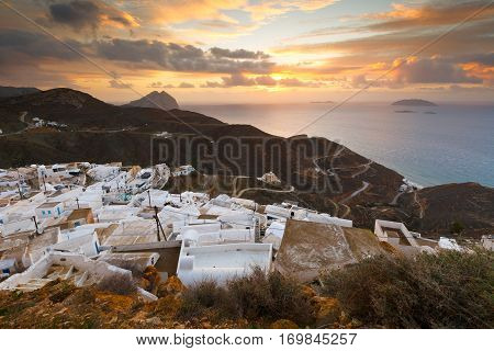 View of Chora village on Anafi island.