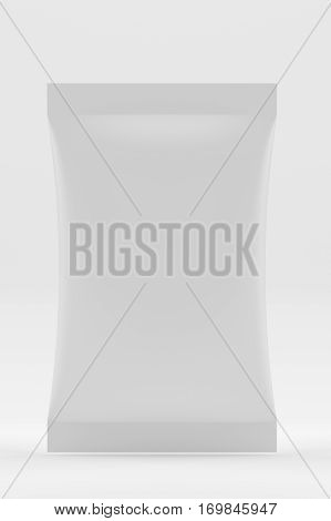 White Blank Foil Food Doy Pack Stand Up Pouch Bag Packaging. Mockup Template Ready For Your Design. 3d rendering.