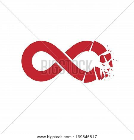 Crashed Infinity Loop Vector Symbol, Conceptual Logo Special Design. Everything Ends Idea.