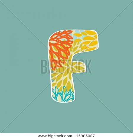 Hand getekende floral brief geïsoleerd op blauwe achtergrond. Vintage vector alfabet