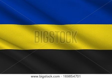Flag of Gelderland is a province of the Netherlands. 3d illustration