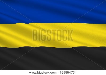 Flag of Gelderland is a province of the Netherlands. 3d illustration