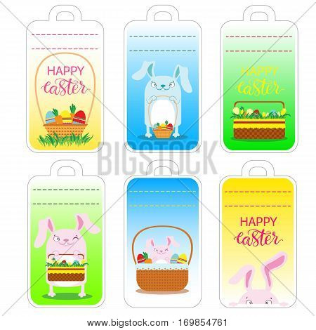 Easter Tag Collection Vector Illustration.