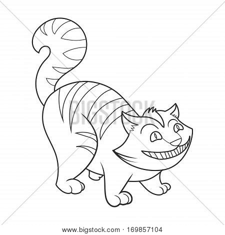 Cheshire Cat coloring book vector illustration. Black and white lines. Lace pattern