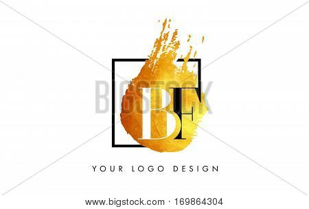BF Circular Letter Brush Logo. Pink Brush with Splash Concept Design.