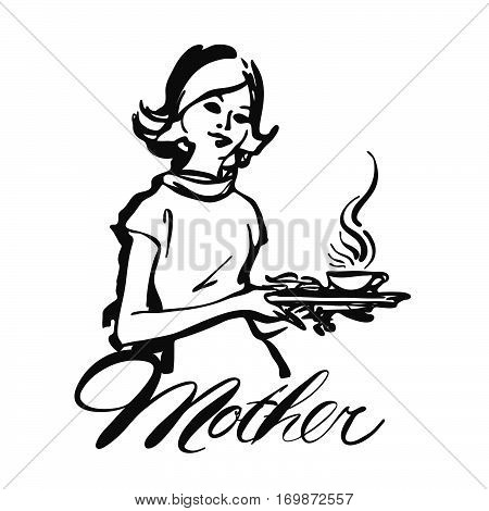 Mother Waitress Serving Coffee