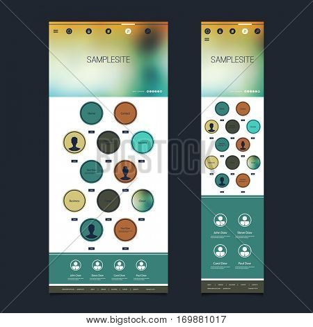 Colorful Responsive One Page Website Template with Blurred Background - Desktop and Mobile Version