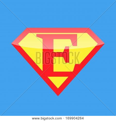 Superhero logo with the letter E. Vector illustration