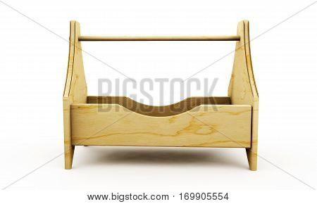 Tool box . Side top back and perspective view. Wooden box for tool for work. Close-up of tool box. 3D rendering.