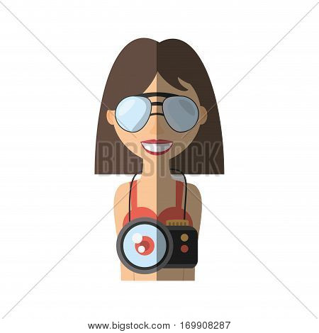 woman with camara icon design, vector illustration image