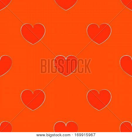 Seamless orange pattern with hearts. Bright background for the Valentine's day. The theme of love.