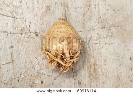 Whole Ripe Celeriac On A Wooden Background
