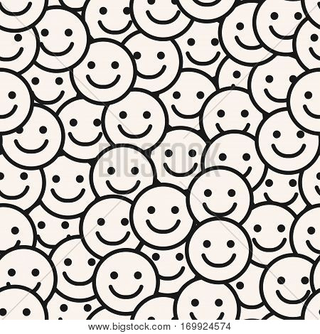 Smile Face Seamless Pattern. Vector Background Texture
