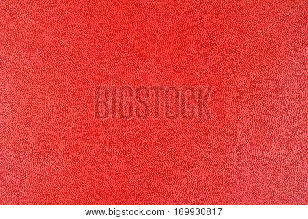 Red leather texture background close up view